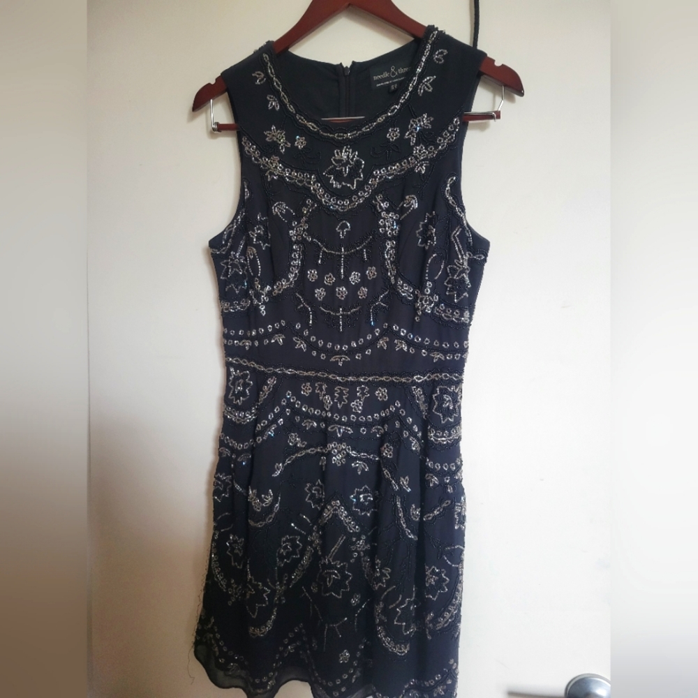 Needle & Thread beaded black dress